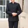 Men’s Classic Zhongshan Suit - Modern Mandarin Collar Two-Piece Set