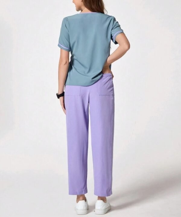 Women’s Two-Tone Wrap Scrub Set | Medical Uniform for Nurses & Healthcare Workers