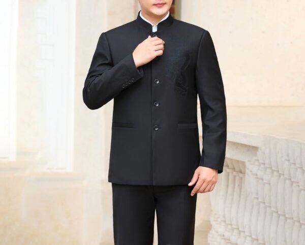Men’s Classic Zhongshan Suit - Modern Mandarin Collar Two-Piece Set