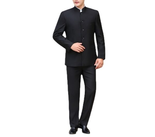 Men’s Classic Zhongshan Suit - Modern Mandarin Collar Two-Piece Set