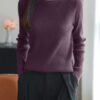 Women's Ribbed Half-Turtleneck Knit Sweater with Rhinestone Neckline - Slim Fit Base Layer for Fall & Winter