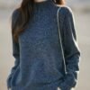 Women's Heathered Mock Neck Knit Sweater - Soft Long Sleeve Pullover for Fall Winter