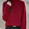 Women's Heathered Mock Neck Knit Sweater - Soft Long Sleeve Pullover for Fall Winter