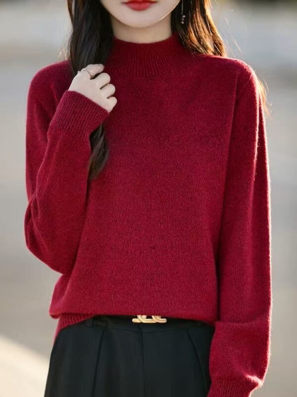 Women's Heathered Mock Neck Knit Sweater - Soft Long Sleeve Pullover for Fall Winter