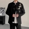 Men’s Black Tang Suit Jacket with Plum Blossom Embroidery - Modern Chinese Style