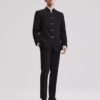 Modern Black Mandarin Collar Suit Set | Traditional Chinese Style 2-Piece Business Suit for Men