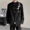 Men’s Black Tang Suit Jacket with Plum Blossom Embroidery - Modern Chinese Style