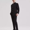 Modern Black Mandarin Collar Suit Set | Traditional Chinese Style 2-Piece Business Suit for Men