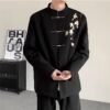 Men’s Black Tang Suit Jacket with Plum Blossom Embroidery - Modern Chinese Style