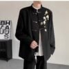Men’s Black Tang Suit Jacket with Plum Blossom Embroidery - Modern Chinese Style