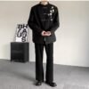 Men’s Black Tang Suit Jacket with Plum Blossom Embroidery - Modern Chinese Style