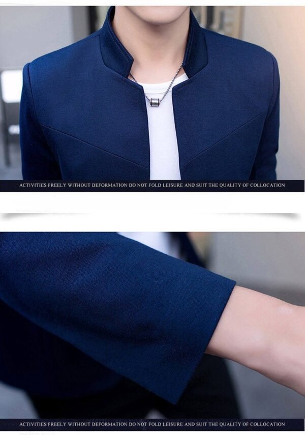 Men’s Slim Fit Mandarin Collar Blazer Jacket - Stand Collar Casual Business Coat