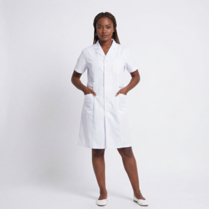 Women Short Sleeve White Nurse Dress | Professional Medical Uniform Scrub Dress For Hospital Clinic