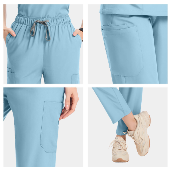 1765446757565 Women Stretch Scrub Set V Neck Short Sleeve Medical Uniform | Multi-Pocket Nursing Workwear