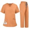 1765446772703 Women Stretch Scrub Set V Neck Short Sleeve Medical Uniform | Multi-Pocket Nursing Workwear