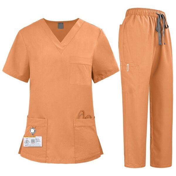 1765446772703 Women Stretch Scrub Set V Neck Short Sleeve Medical Uniform | Multi-Pocket Nursing Workwear