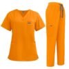 Women’s 4-Way Stretch V-Neck Scrub Set | Multi-Pocket Drawstring Medical Nursing Uniform Top & Pants