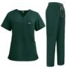 Women’s 4-Way Stretch V-Neck Scrub Set | Multi-Pocket Drawstring Medical Nursing Uniform Top & Pants