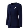 202602051680 Navy Blue Collarless Women Business Suit Dress Set | Formal Office Blazer Pencil Skirt Outfit
