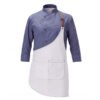 202603100927 Premium Denim Chef Uniform Set | Asymmetrical Apron Kitchen Workwear