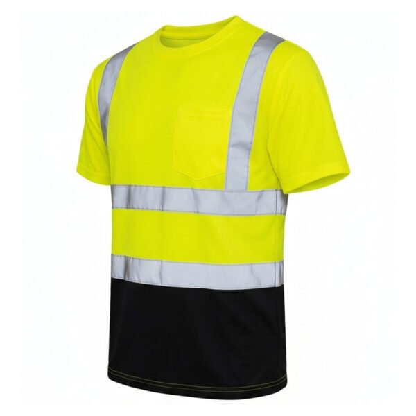 High Visibility Reflective Work T-Shirt | Two Tone Hi Vis Safety Short Sleeve Construction Work Tee
