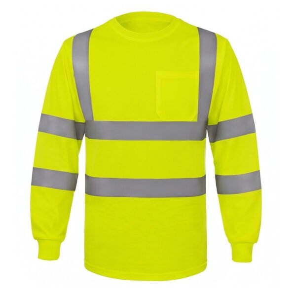 High Visibility ANSI Class Reflective Long Sleeve Safety Work Shirt | Hi Vis Construction Tee