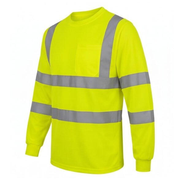 High Visibility ANSI Class Reflective Long Sleeve Safety Work Shirt | Hi Vis Construction Tee