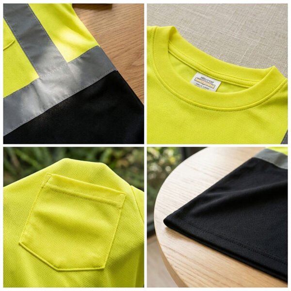 High Visibility Reflective Work T-Shirt | Two Tone Hi Vis Safety Short Sleeve Construction Work Tee