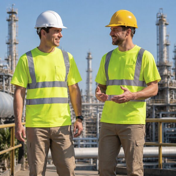 High Visibility Reflective Work T-Shirt | Two Tone Hi Vis Safety Short Sleeve Construction Work Tee
