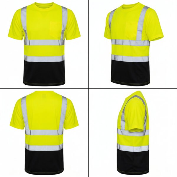 High Visibility Reflective Work T-Shirt | Two Tone Hi Vis Safety Short Sleeve Construction Work Tee