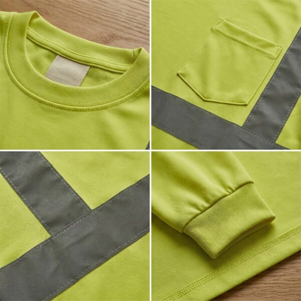 High Visibility ANSI Class Reflective Long Sleeve Safety Work Shirt | Hi Vis Construction Tee