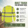 High Visibility ANSI Class Reflective Long Sleeve Safety Work Shirt | Hi Vis Construction Tee