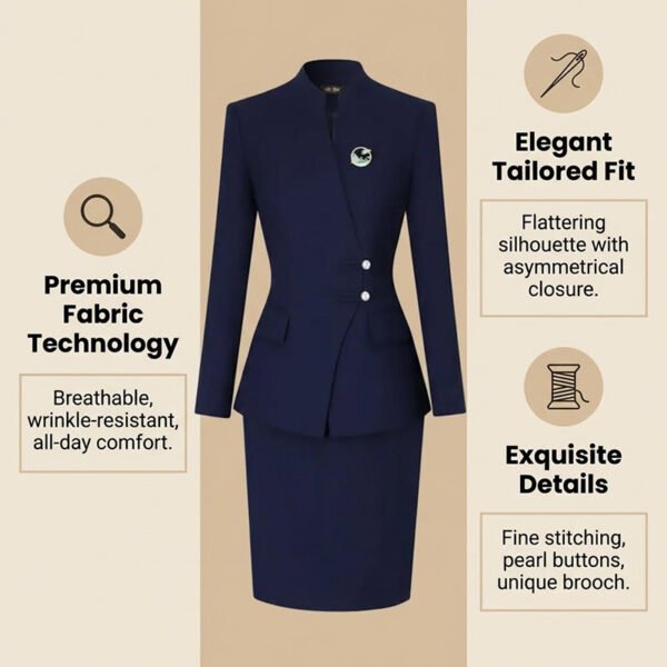 Custom Women Airline Stewardess Uniform Set | OEM Aviation Suit Manufacturer Made in China