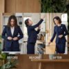 AZwrx1_rci6Rz44vc2m2hw Navy Blue Collarless Women Business Suit Dress Set | Formal Office Blazer Pencil Skirt Outfit