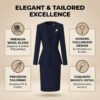 AZwrx2Awcs-Up7rpMmmhjw Navy Blue Collarless Women Business Suit Dress Set | Formal Office Blazer Pencil Skirt Outfit