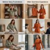 AZwrygbwcmqu3xRfkLt-TA Burnt Orange Collarless Women Business Suit Set | Formal Blazer & Pencil Skirt Work Outfit