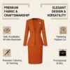 AZwrygcicreyH-NKLhK5Ug Burnt Orange Collarless Women Business Suit Set | Formal Blazer & Pencil Skirt Work Outfit