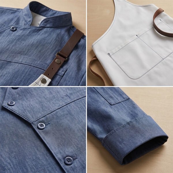 AZzRiZIFcEy-c5PQwWDhHw Premium Denim Chef Uniform Set | Asymmetrical Apron Kitchen Workwear