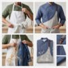 AZzRiZIXcpy9fbF3PAbj8w Premium Denim Chef Uniform Set | Asymmetrical Apron Kitchen Workwear