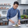 AZzRiZIvc9CiUWCNpKWQqQ Premium Denim Chef Uniform Set | Asymmetrical Apron Kitchen Workwear