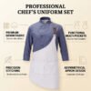 AZzRiZJJcnOjl3iw_EZHnQ Premium Denim Chef Uniform Set | Asymmetrical Apron Kitchen Workwear