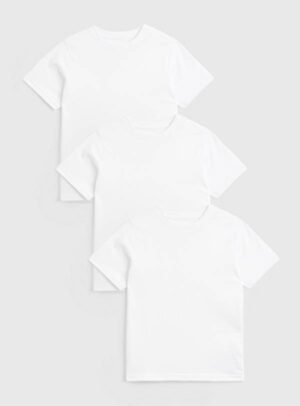 DM_20251209155410_001 Kids White Cotton T-Shirts 3-Pack | Soft, Durable & Perfect White School Tops