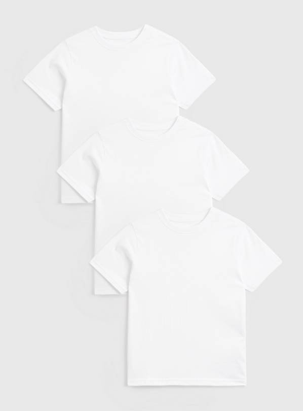 Kids White Cotton T-Shirts 3-Pack | Soft, Durable & Perfect White School Tops