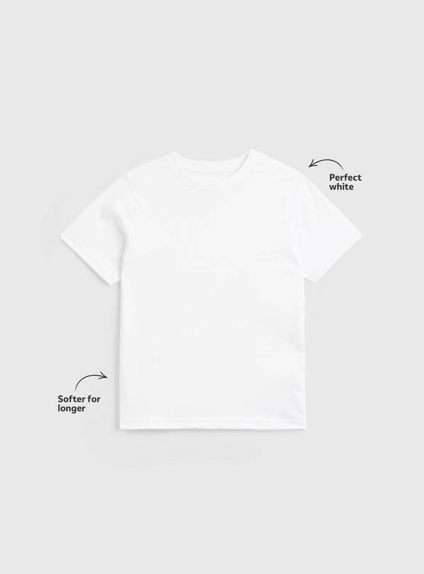 Kids White Cotton T-Shirts 3-Pack | Soft, Durable & Perfect White School Tops