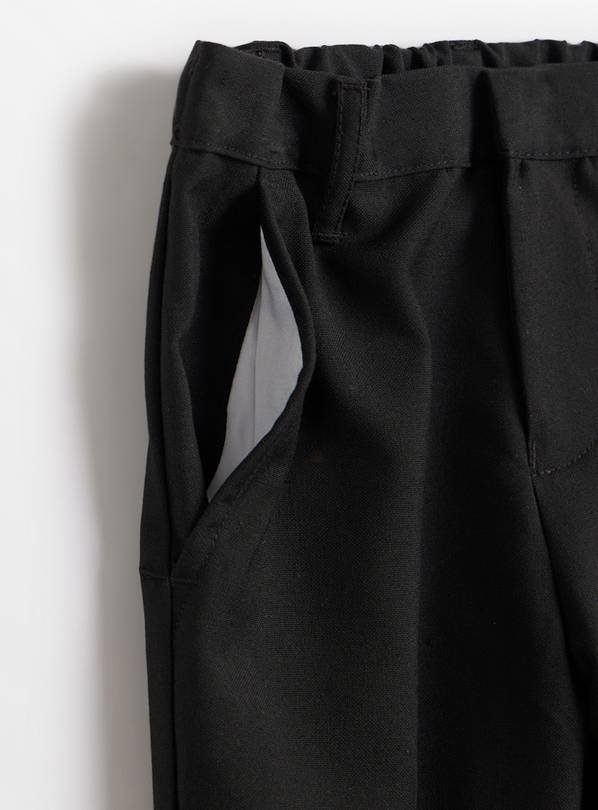 DM_20251209155608_003 Boys Black School Uniform Trousers 2 Pack | Stain Resistant Adjustable Waist Kids Formal Pants