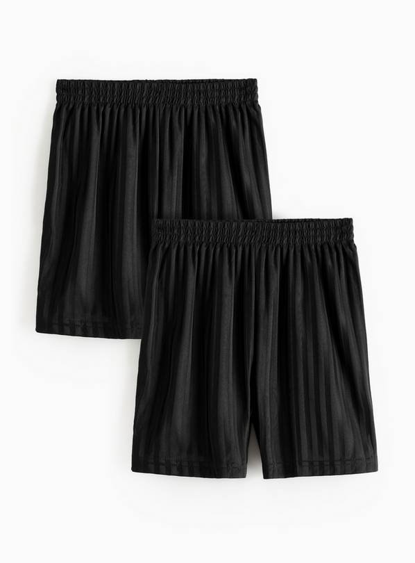 DM_20251209160017_001 2 Pack Kids Black Striped Sports Shorts | Elastic Waist Breathable Boys Casual Running Shorts