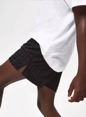 2 Pack Kids Black Striped Sports Shorts | Elastic Waist Breathable Boys Casual Running Shorts