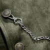 DM_20251216155138_005 Vintage Olive Green Double-Breasted Suede Waistcoat with Chain