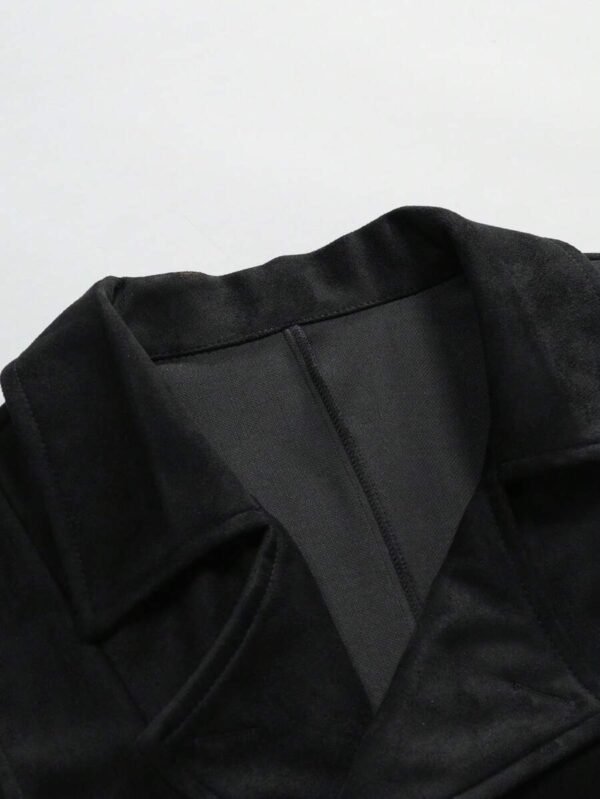 DM_20251216175712_006 Men's Black Faux Suede Steampunk Double-Breasted Waistcoat with Chain