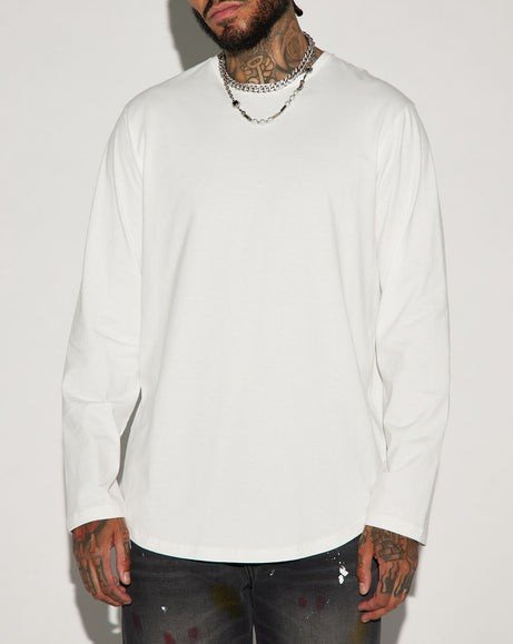 Men’s Curved Hem Long Sleeve T-Shirt – Premium Streetwear Essential